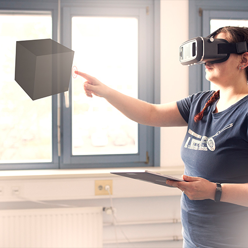 Woman with virtual reality